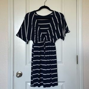 Navy and White Striped Dress